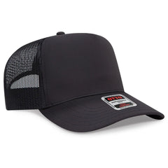 OTTO 32-1 5 Panel Mid Profile Mesh Back Trucker Cap - Black - Black / 7 3/8’’ - 7 5/8’’