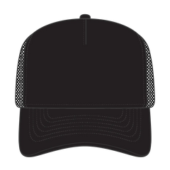 OTTO 32-1 5 Panel Mid Profile Mesh Back Trucker Cap - Black - Black / 7 3/8’’ - 7 5/8’’