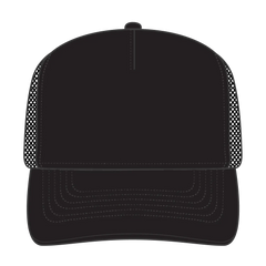 OTTO 32-1104 5 Panel Mid Profile Mesh Back Trucker Cap - Black - Black / 6 1/2’’ - 7 5/8’’