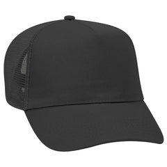 OTTO 32-1104 5 Panel Mid Profile Mesh Back Trucker Cap - Black - Black / 6 1/2’’ - 7 5/8’’