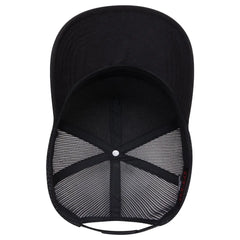 OTTO 32-285 5 Panel Mid Profile Mesh Back Trucker Cap - Black - Black / 6 1/2’’ - 7 5/8’’