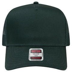 OTTO 32-285 5 Panel Mid Profile Mesh Back Trucker Cap - Dk. Green - Dk. Green / 6 1/2’’ - 7 5/8’’