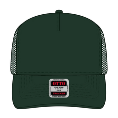 OTTO 32-285 5 Panel Mid Profile Mesh Back Trucker Cap - Dk. Green - Dk. Green / 6 1/2’’ - 7 5/8’’