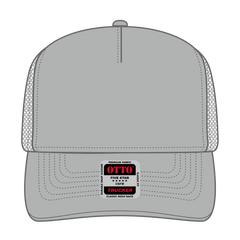 OTTO 32-285 5 Panel Mid Profile Mesh Back Trucker Cap - Gray - Gray / 6 1/2’’ - 7 5/8’’
