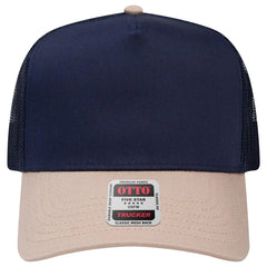 OTTO 32-285 5 Panel Mid Profile Mesh Back Trucker Cap - Kha/Nvy - Kha/Nvy / 6 1/2’’ - 7 5/8’’