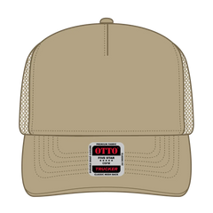 OTTO 32-285 5 Panel Mid Profile Mesh Back Trucker Cap - Khaki - Khaki / 6 1/2’’ - 7 5/8’’