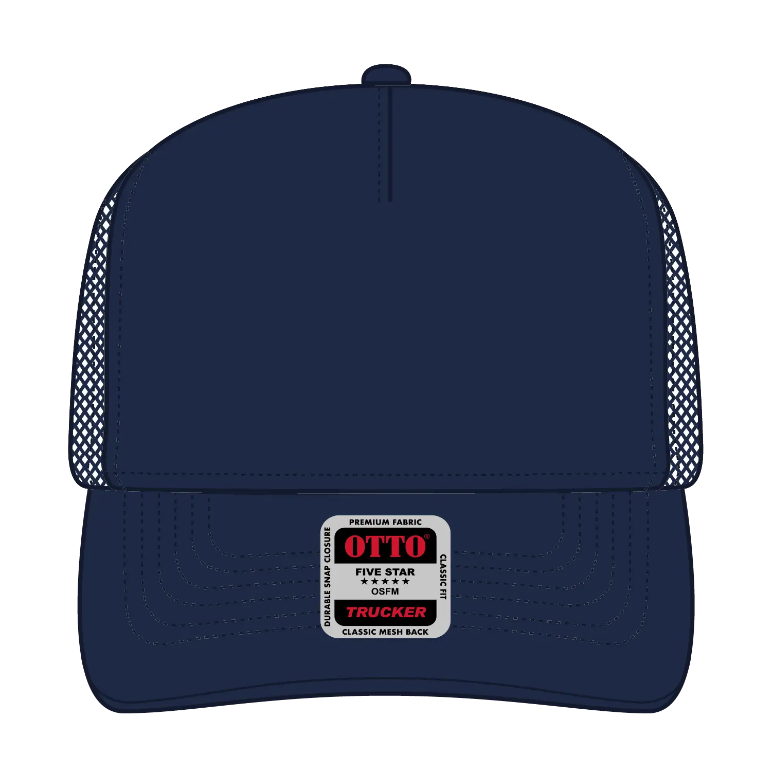 OTTO 32-285 5 Panel Mid Profile Mesh Back Trucker Cap - Navy - Navy / 6 1/2’’ - 7 5/8’’