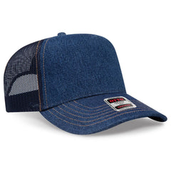 OTTO 32-285 5 Panel Mid Profile Mesh Back Trucker Cap - Nvy/Gld - Nvy/Gld / 6 1/2’’ - 7 5/8’’