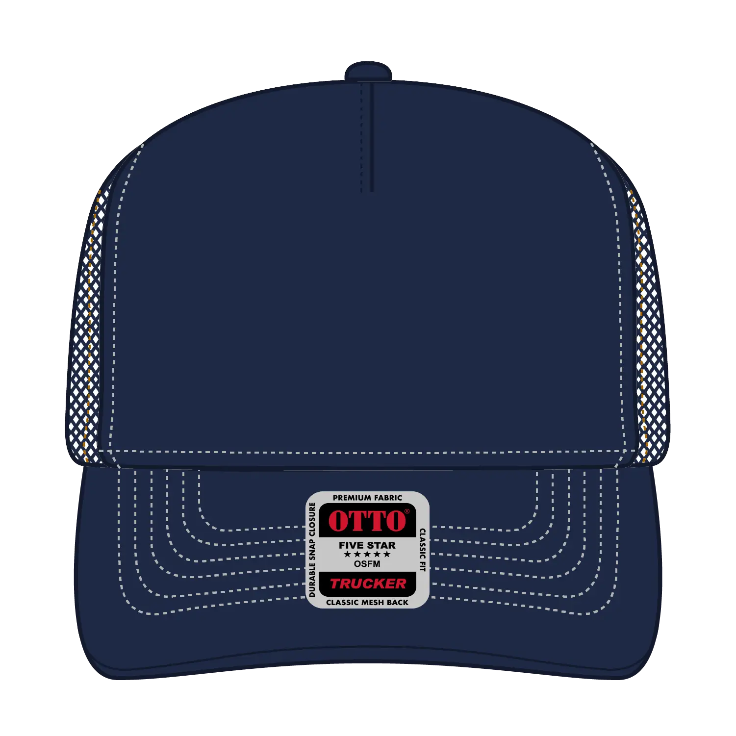 OTTO 32-285 5 Panel Mid Profile Mesh Back Trucker Cap - Nvy/Wt - Nvy/Wt / 6 1/2’’ - 7 5/8’’