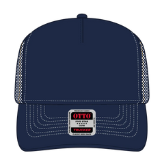 OTTO 32-285 5 Panel Mid Profile Mesh Back Trucker Cap - Nvy/Wt - Nvy/Wt / 6 1/2’’ - 7 5/8’’