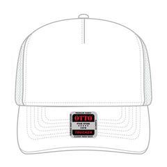 OTTO 32-285 5 Panel Mid Profile Mesh Back Trucker Cap - White - White / 6 1/2’’ - 7 5/8’’