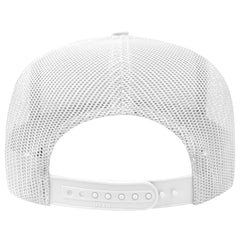 OTTO 32-285 5 Panel Mid Profile Mesh Back Trucker Cap - Wht - Wht / 6 1/2’’ - 7 5/8’’