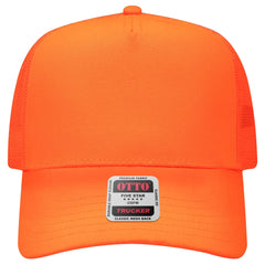 OTTO 32-285 Neon 5 Panel Mid Profile Mesh Back Trucker Cap - N. Orange - N. Orange / 6 1/2’’ - 7 5/8’’