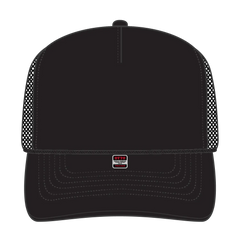 OTTO 32-467 5 Panel Mid Profile Mesh Back Trucker Cap - Black - Black / 6 1/2’’ - 7 5/8’’