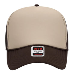 OTTO 32-467 5 Panel Mid Profile Mesh Back Trucker Cap - Brn/Tan/Brn - Brn/Tan/Brn / 6 1/2’’ - 7 5/8’’