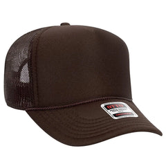 OTTO 32-467 5 Panel Mid Profile Mesh Back Trucker Cap - Brown - Brown / 6 1/2’’ - 7 5/8’’