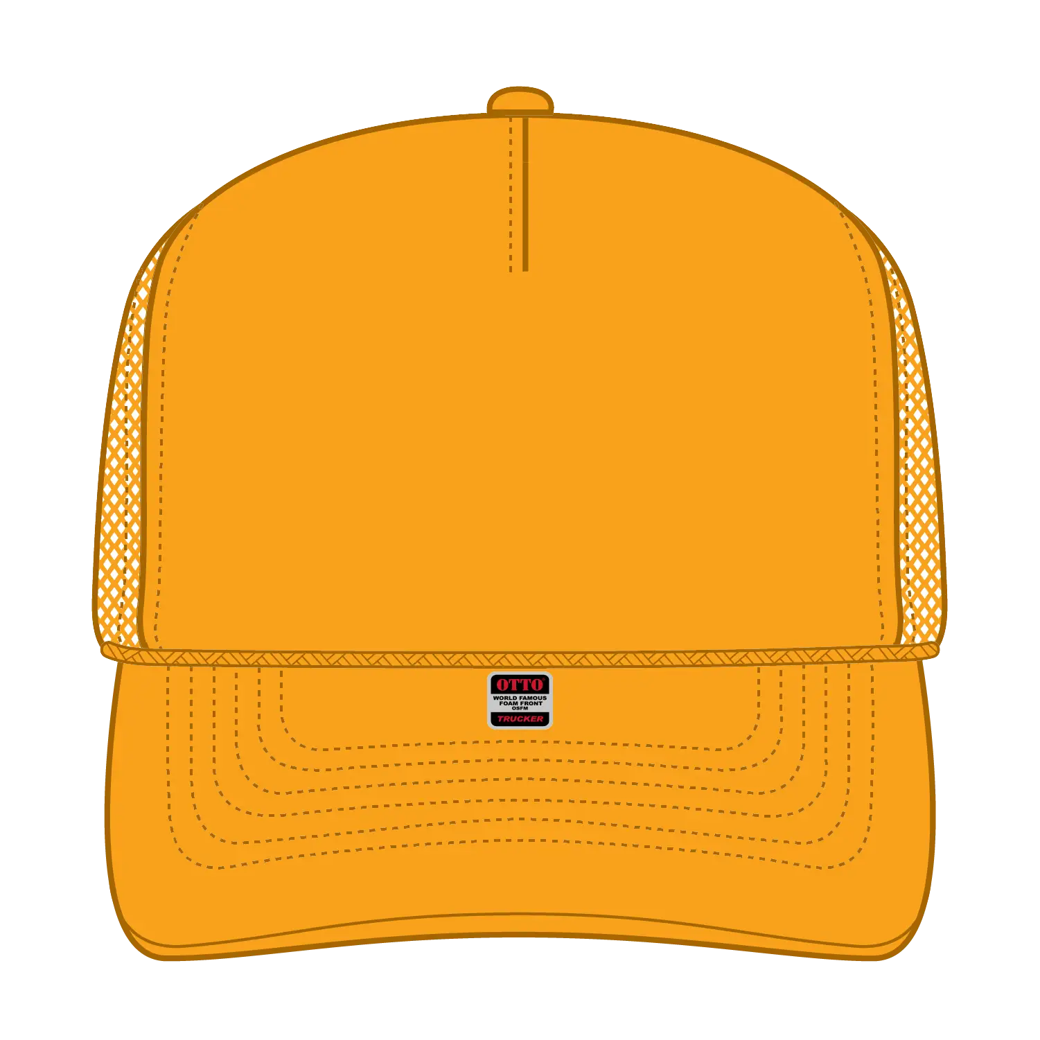 OTTO 32-467 5 Panel Mid Profile Mesh Back Trucker Cap - Gold - Gold / 6 1/2’’ - 7 5/8’’