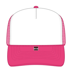 OTTO 32-467 5 Panel Mid Profile Mesh Back Trucker Cap - H.Pnk/Wht/H.Pnk - H.Pnk/Wht/H.Pnk / 6 1/2’’ - 7 5/8’’