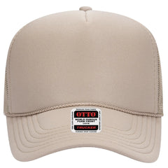 OTTO 32-467 5 Panel Mid Profile Mesh Back Trucker Cap - Khaki - Khaki / 6 1/2’’ - 7 5/8’’