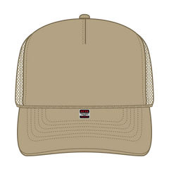 OTTO 32-467 5 Panel Mid Profile Mesh Back Trucker Cap - Khaki - Khaki / 6 1/2’’ - 7 5/8’’