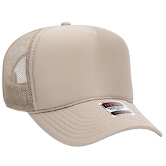 OTTO 32-467 5 Panel Mid Profile Mesh Back Trucker Cap - Khaki - Khaki / 6 1/2’’ - 7 5/8’’