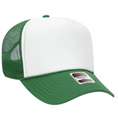 OTTO 32-467 5 Panel Mid Profile Mesh Back Trucker Cap - Kly/Wht/Kly - Kly/Wht/Kly / 6 1/2’’ - 7 5/8’’