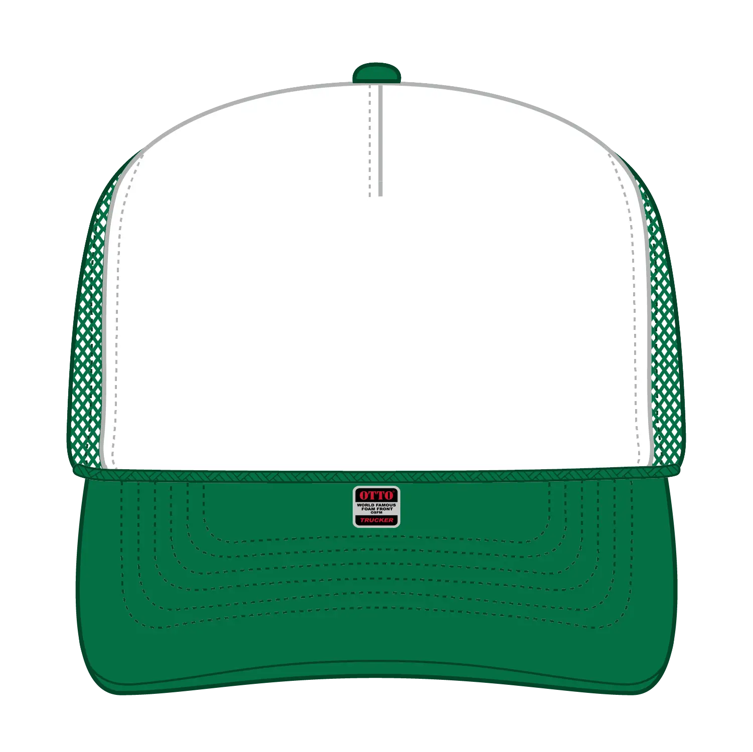 OTTO 32-467 5 Panel Mid Profile Mesh Back Trucker Cap - Kly/Wht/Kly - Kly/Wht/Kly / 6 1/2’’ - 7 5/8’’