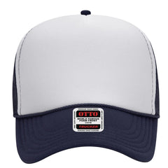 OTTO 32-467 5 Panel Mid Profile Mesh Back Trucker Cap - Nvy/Wht/Nvy - Nvy/Wht/Nvy / 6 1/2’’ - 7 5/8’’