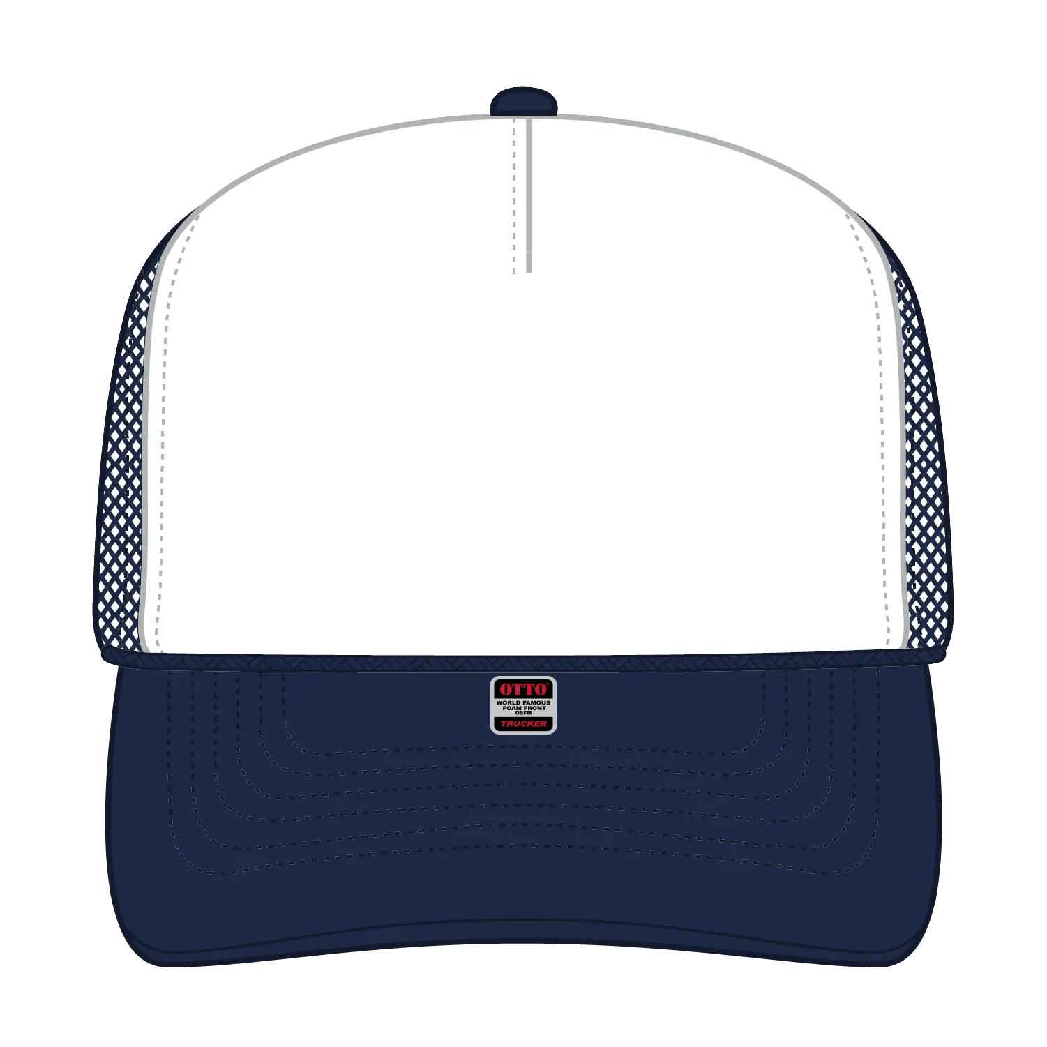 OTTO 32-467 5 Panel Mid Profile Mesh Back Trucker Cap - Nvy/Wht/Nvy - Nvy/Wht/Nvy / 6 1/2’’ - 7 5/8’’