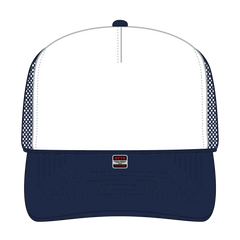 OTTO 32-467 5 Panel Mid Profile Mesh Back Trucker Cap - Nvy/Wht/Nvy - Nvy/Wht/Nvy / 6 1/2’’ - 7 5/8’’