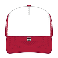 OTTO 32-467 5 Panel Mid Profile Mesh Back Trucker Cap - Red/Wht/Red - Red/Wht/Red / 6 1/2’’ - 7 5/8’’