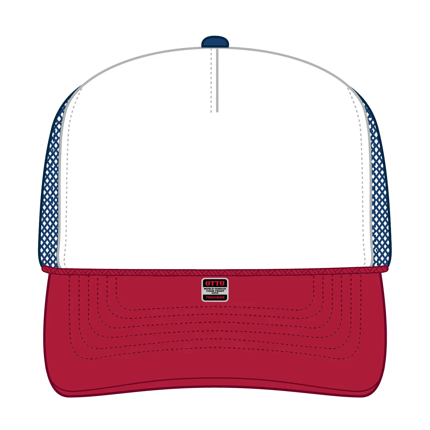 OTTO 32-467 5 Panel Mid Profile Mesh Back Trucker Cap - Red/Wht/Ryl - Red/Wht/Ryl / 6 1/2’’ - 7 5/8’’