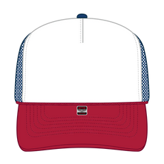 OTTO 32-467 5 Panel Mid Profile Mesh Back Trucker Cap - Red/Wht/Ryl - Red/Wht/Ryl / 6 1/2’’ - 7 5/8’’