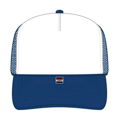 OTTO 32-467 5 Panel Mid Profile Mesh Back Trucker Cap - Ryl/Wht/Ryl - Ryl/Wht/Ryl / 6 1/2’’ - 7 5/8’’