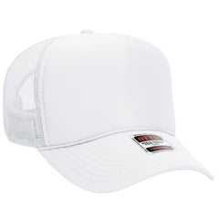OTTO 32-467 5 Panel Mid Profile Mesh Back Trucker Cap - White - White / 6 1/2’’ - 7 5/8’’