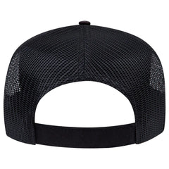 OTTO 32-934 5 Panel Mid Profile Mesh Back Trucker Cap - Black - Black / 6 1/2’’ - 7 5/8’’