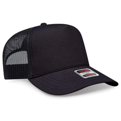 OTTO 32-934 5 Panel Mid Profile Mesh Back Trucker Cap - Black - Black / 6 1/2’’ - 7 5/8’’