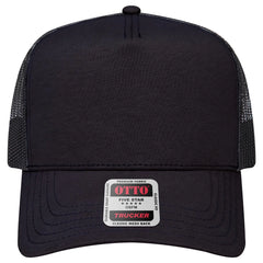 OTTO 32-934 5 Panel Mid Profile Mesh Back Trucker Cap - Black - Black / 6 1/2’’ - 7 5/8’’