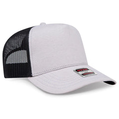OTTO 32-934 5 Panel Mid Profile Mesh Back Trucker Cap - Gry/Gry/Blk - Gry/Gry/Blk / 6 1/2’’ - 7 5/8’’