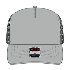 OTTO 32-934 5 Panel Mid Profile Mesh Back Trucker Cap - Gry/Gry/Blk - Gry/Gry/Blk / 6 1/2’’ - 7 5/8’’