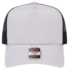 OTTO 32-934 5 Panel Mid Profile Mesh Back Trucker Cap - Gry/Gry/Blk - Gry/Gry/Blk / 6 1/2’’ - 7 5/8’’