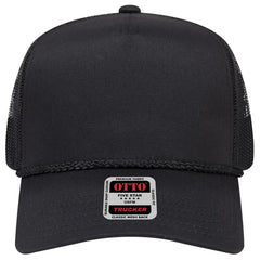 OTTO 39-071 5 Panel Mid Profile Mesh Back Trucker Cap - Black - Black / 6 1/2’’ - 7 5/8’’