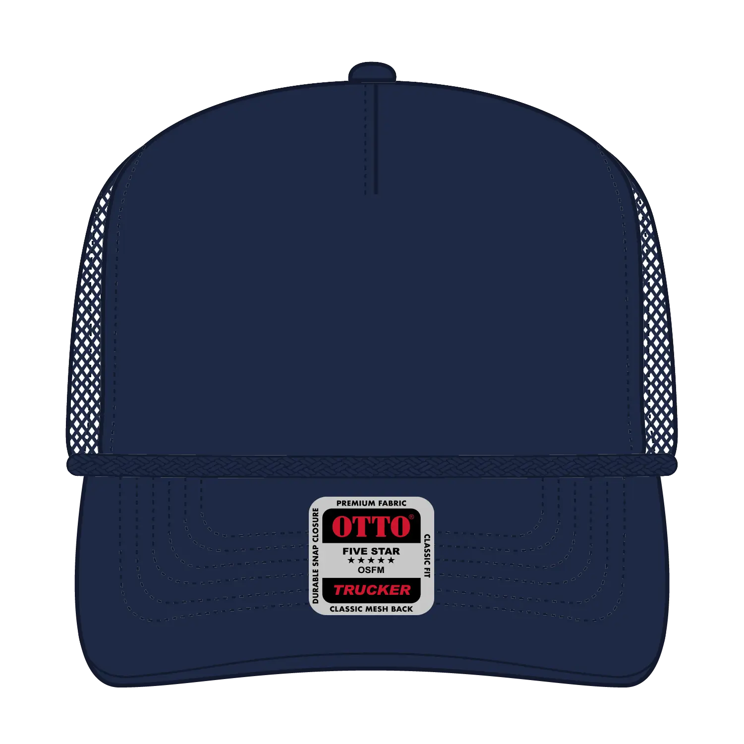 OTTO 39-071 5 Panel Mid Profile Mesh Back Trucker Cap - Navy - Navy / 6 1/2’’ - 7 5/8’’