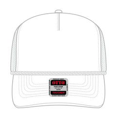 OTTO 39-071 5 Panel Mid Profile Mesh Back Trucker Cap - White - White / 6 1/2’’ - 7 5/8’’