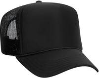 OTTO 39-165 5 Panel Foam High Crown Mesh Back Trucker Snapback Cap - Black - Black / One Size Fits Most