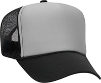 OTTO 39-165 5 Panel Foam High Crown Mesh Back Trucker Snapback Cap - Black Gray Black - Black Gray / One Size Fits Most