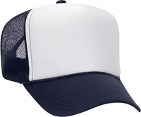 OTTO 39-165 5 Panel Foam High Crown Mesh Back Trucker Snapback Cap - Navy White Navy - Navy White / One Size Fits Most