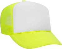 OTTO 39-165 5 Panel Foam High Crown Mesh Back Trucker Snapback Cap - Neon Yellow White Neon Yellow - Yellow White