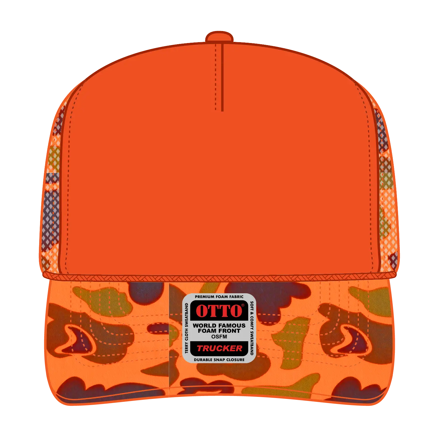 OTTO 39-165 5 Panel High Crown Mesh Back Trucker Cap - 009CPA - 009CPA / 6 1/2’’ - 7 5/8’’