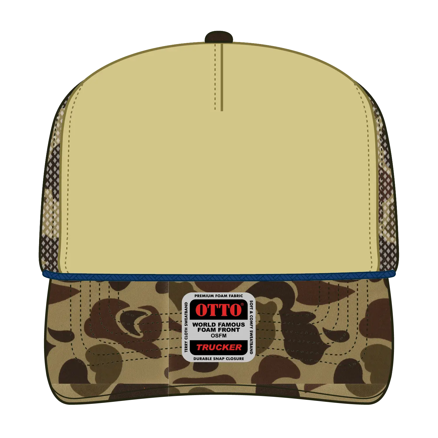 OTTO 39-165 5 Panel High Crown Mesh Back Trucker Cap - 018CPA - 018CPA / 6 1/2’’ - 7 5/8’’